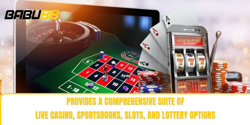 Provides a comprehensive suite of live casino, sportsbooks, slots, and lottery options. Provides a comprehensive suite of live casino, sportsbooks, slots, and lottery options.